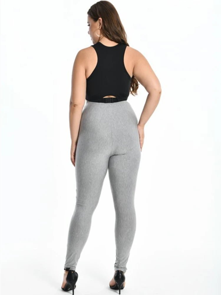 Solid Candy Color Leggings For Women 7XL 6XL 5XL Modal Cotton Large Size Ankle Legins Pants Grey Black White Pink Red Purple PlatiNum