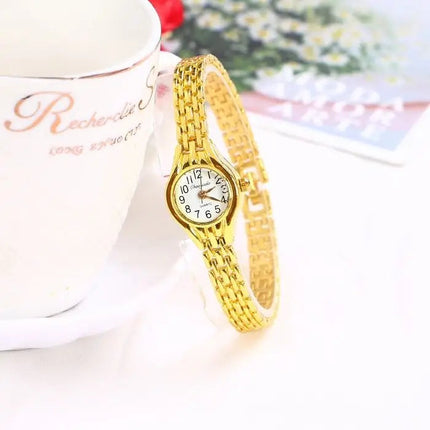 Orologio da polso dorato per donna Orologio da polso da donna di lusso con quadrante piccolo Orologio da donna al quarzo elegante in acciaio Regalo di moda reloj mujer platinumshop