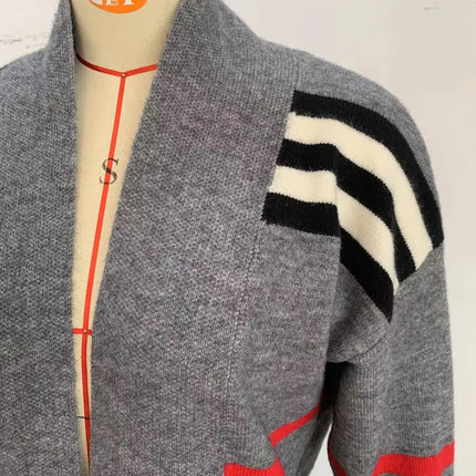 Print Long Cardigan For Women 2025 New Autumn Winter Clothes Knit Loose Outerwear Soft Sweater Coat Streetwear Fashion Cover Up