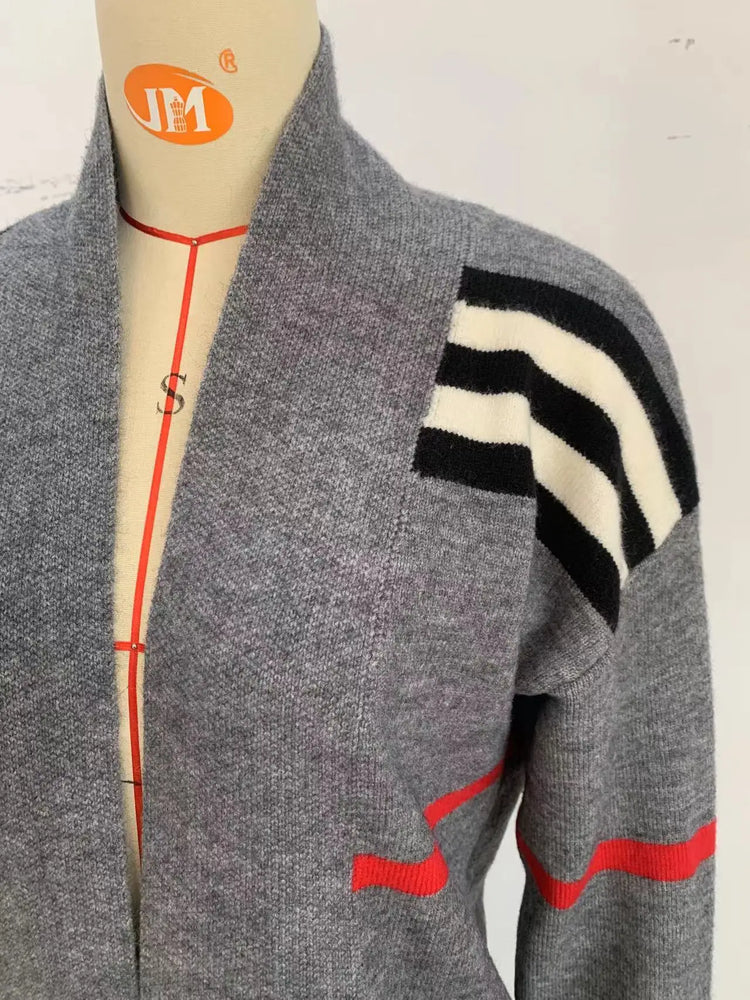 Print Long Cardigan For Women 2025 New Autumn Winter Clothes Knit Loose Outerwear Soft Sweater Coat Streetwear Fashion Cover Up