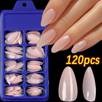 120Pcs Short Square Coffin Glossy Pink Full‑Cover Press‑On Acrylic Fake Nail Tips For DIY Nail Art Decoration