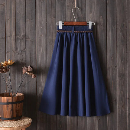 Gonna estiva midi al ginocchio da donna con cintura Gonna da scuola a pieghe a vita alta da donna coreana alla moda femminile