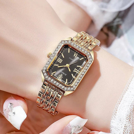 Orologi da donna rettangolari alla moda Orologio da donna al quarzo con strass Orologio da polso con cinturino Reloj Mujer (senza scatola) platinumshop