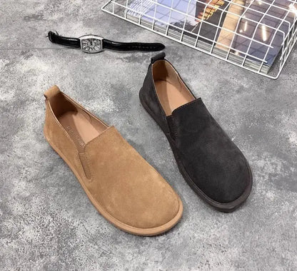 women Shoes British Luxury Designer Cow Leather Shoes Vintage Flats Breathable Autumn Loafers Suede Sneakers