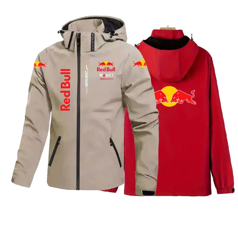 Red Bull Down Jacket Men's Coat Spring And Autumn Style Hooded Detachable Outdoor Windproof And Waterproof Mountaineering Suit