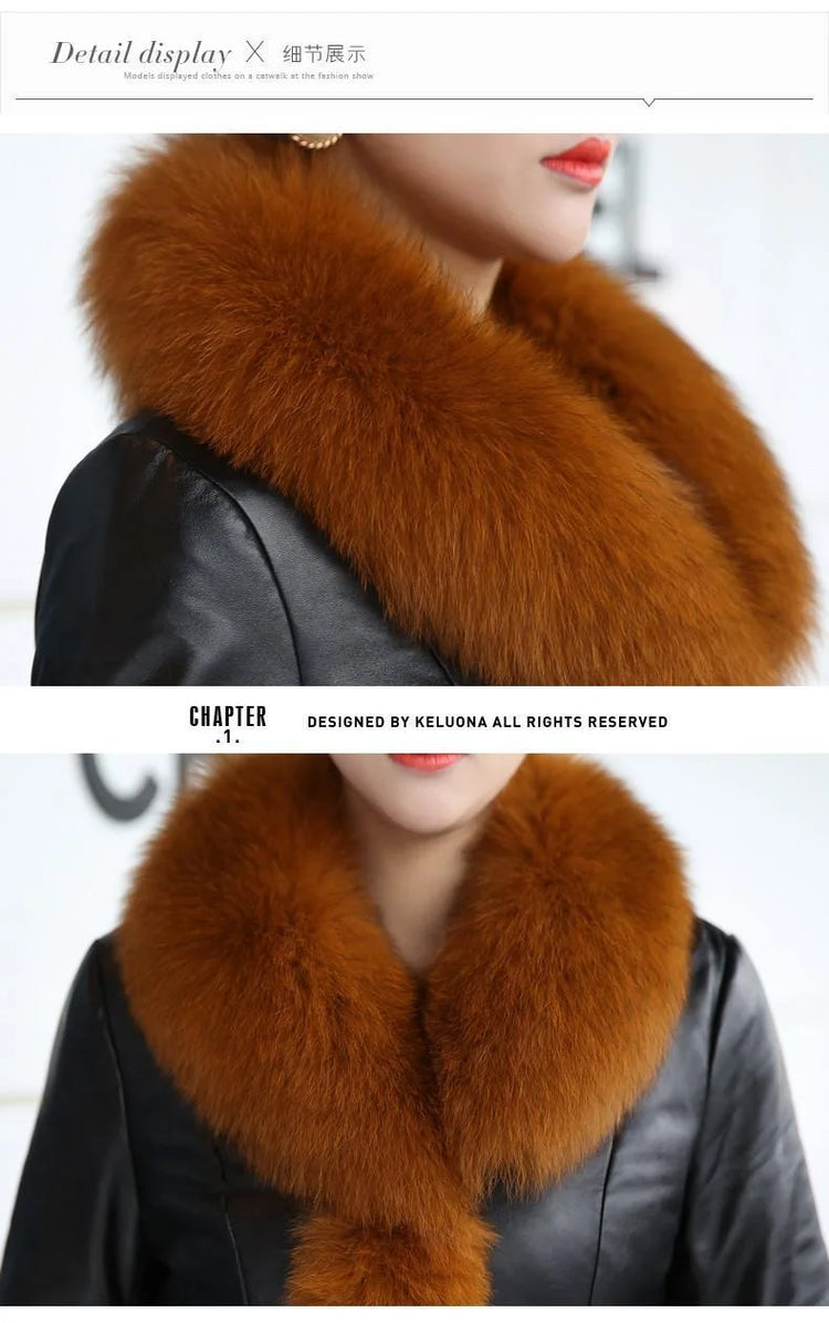 Hot Sale Winter Women's Faux Fur High Quality Faux Sheepskin Coats Keep Warm With Fur Fox Collars Slim Female Furs