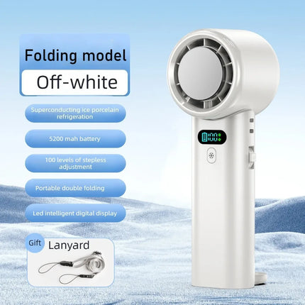 Ventilatore portatile USB ricaricabile con compressione di ghiaccio e raffreddamento ad alta velocità, mini ventilatore pieghevole per viaggi, campeggio, attività all'aperto
