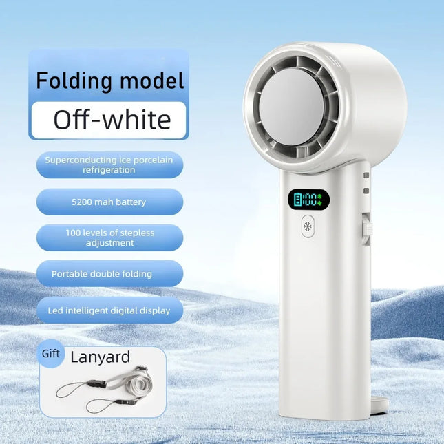 Ventilatore portatile USB ricaricabile con compressione di ghiaccio e raffreddamento ad alta velocità, mini ventilatore pieghevole per viaggi, campeggio, attività all'aperto
