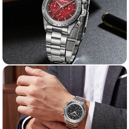 ADDIESDIVE Chronograph Watch For Men 10Bar Waterproof 316L Stainless Steel 0S20 C3 Vintage Luminous Luxury  Quartz Watch AD2552