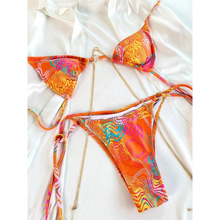 Catene a triangolo sexy Set bikini Micro perizoma Costume da bagno donna Costume da bagno Biquini Fasciatura Costumi da bagno Stampa Costumi da bagno Perizoma Bikini platinumshop