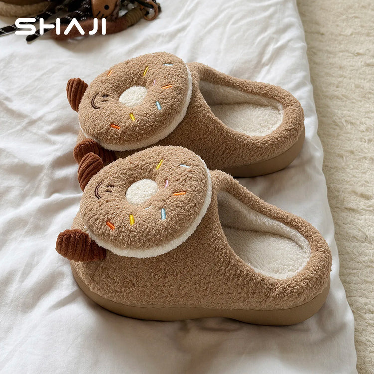 Plush Cotton Slippers Women Winter Indoor Home Shoes Anti-slip Thick Warm Cotton Shoes Cartoon Slippers Soft Comfortable Slipper