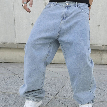 Spring Autumn Men Baggy Jeans Oversize Straight Loose Casual Denim Trousers Solid Color Streetwear Fashion Y2k Wide Leg Pants PlatiNum