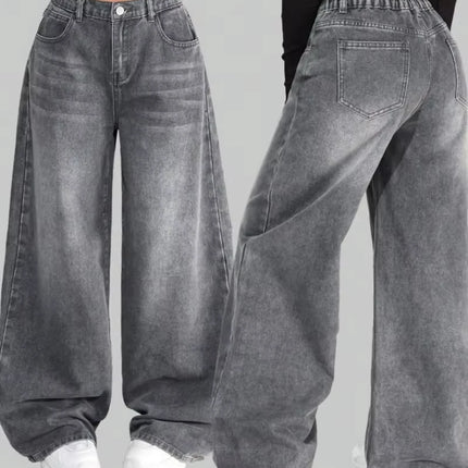 American New Fashion modello oversize stampato jeans lavati uomo Y2K gotico rock popolare casual Joker pantaloni a gamba larga a vita alta