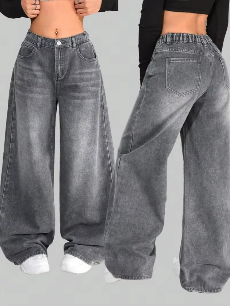 American New Fashion modello oversize stampato jeans lavati uomo Y2K gotico rock popolare casual Joker pantaloni a gamba larga a vita alta