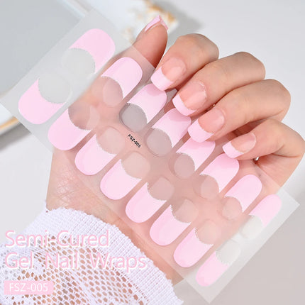 Semi Cured Wraps Fast Gel Nail Sticker Soild Nail Gel Wraps Adhesive Full Cover Gel Nail Decal UV Lamp Cured Manicure Decoration2028
