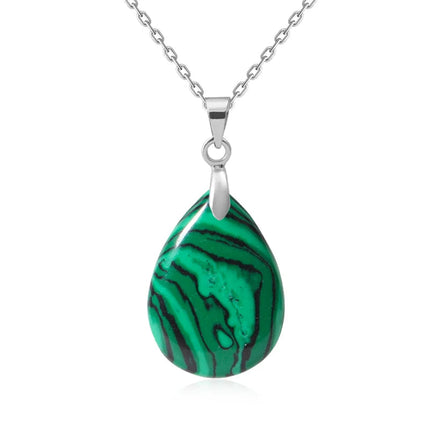 New Fashion Natural Stone Crystal Pendant Teardrop Simple Pendant Necklace Earrings Making Jewelry With Chain collar PlatiNum