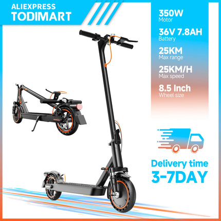 TODIMART N3 Monopattino Elettrico Pieghevole Motore Senza Spazzole 350W Batteria 36V7,8Ah Pneumatico Nido d'Ape Velocità 25km/h Carico Massimo 120kg Adulti