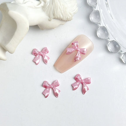 50pcs 3D Sweet Pearly Glossy Ribbon Bow Resin Nail Charms Ballerina Bow Tie Nail Art Decoration Nail Accessories Manicure DIY