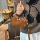 Women's Genuine Suede Cowhide Leather Shoulder Bag Soft Cow Versatile Ladies Crossbody Bag Trendy Luxury Female Designer PlatiNum