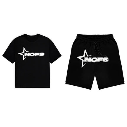 Y2K T-shirt Short Kpop Street Fashion Print Unisex Short Sleeve Top Casual Loose Drawstring Shorts Pants Women Men Clothing Tees
