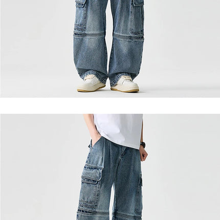 Pantaloni in denim Pantaloni casual alla moda stile americano da uomo Pantaloni larghi da uomo Hip Hop Jeans oversize Pantaloni in vita elastica da uomo