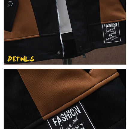 Men's Casual Hooded Jackets Autumn Patchwork Thin Coats Outwear Top Windbreaker Streetwear Clothing Plus Size