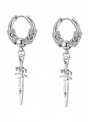 Long Hanging Crosses Leaves Pendants Hoops Woman Earrings Man Vintage Stainless steel Hip Hop Ear Piercing Jewelry Accessories PlatiNum