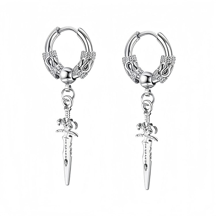 Long Hanging Crosses Leaves Pendants Hoops Woman Earrings Man Vintage Stainless steel Hip Hop Ear Piercing Jewelry Accessories PlatiNum