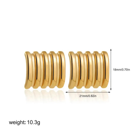 Orecchini a Perno Geometrici a Forma di C Multistrato Placcati in Oro 18K, Antiruggine, in Acciaio Inossidabile per Donne platinumshop