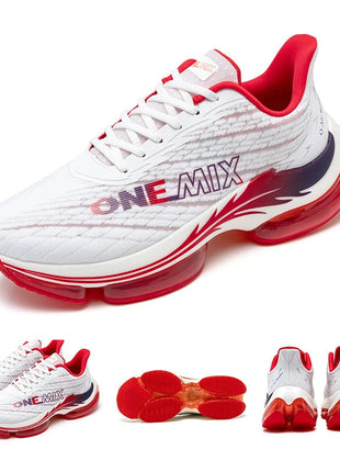 Scarpe da corsa da uomo ONEMIX rimbalzo ammortizzante scarpe sportive da corsa all'aperto traspiranti scarpe da ginnastica da uomo con aumento dell'altezza 6-7cm PlatiNum