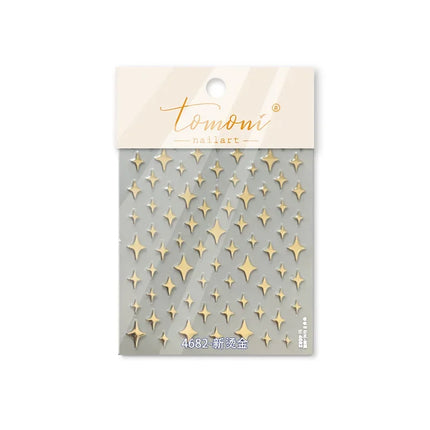 Punk Glitter Powder Blue Pink Star Charm Laser Silver Gold Starlight Rhinestones Moon DIY Nail Art Stickers Manicure Tool Decals