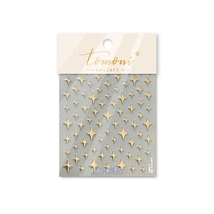 Punk Glitter Powder Blue Pink Star Charm Laser Silver Gold Starlight Rhinestones Moon DIY Nail Art Stickers Manicure Tool Decals