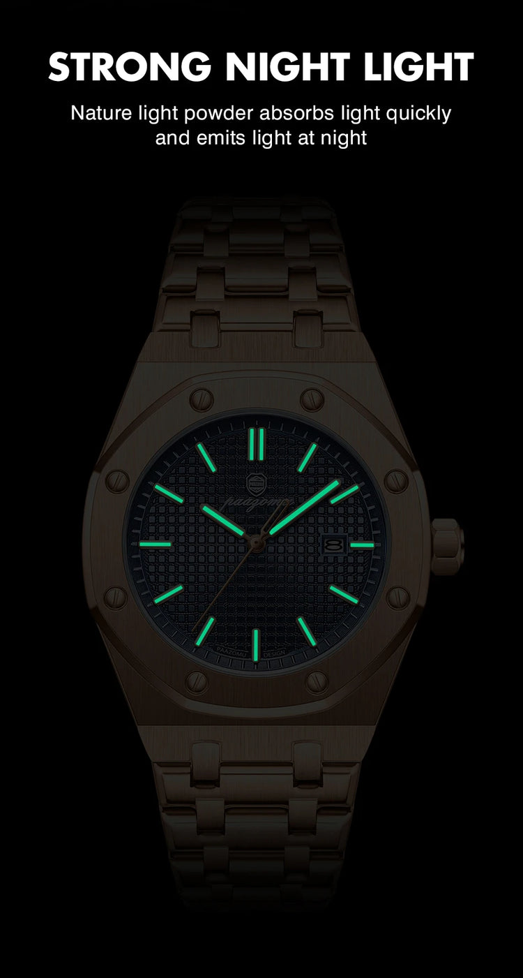 Customized Watch PAAZOMU Business Man Wristwatch Waterproof Luminous Date Men Watch Stainless Steel Quartz Watches For Men Reloj