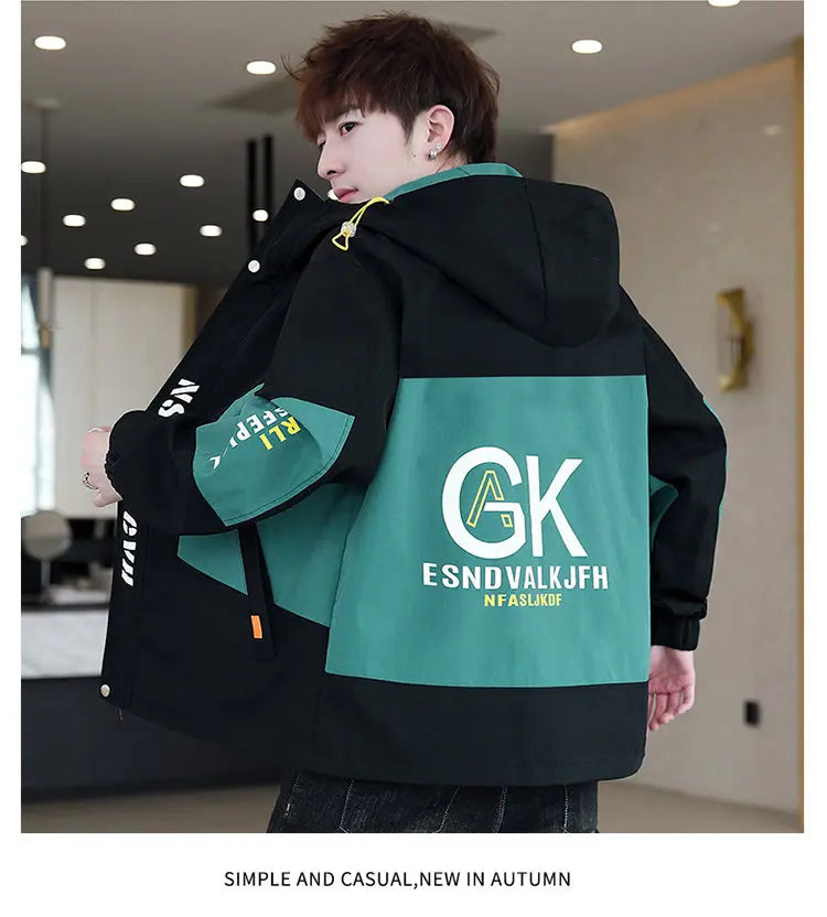 Autumn Casual Men Sets Two Pieces Fashion Korean Trend Hooded Jacket + Pants Spring Baseball Uniform Suit Man Outfit