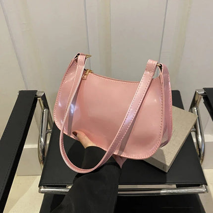 Retro Solid Color PU Leather Shoulder Underarm Bag Women's Fashion Handbags Casual Hobos Purses and Handbag Ladies Hand Bags PlatiNum