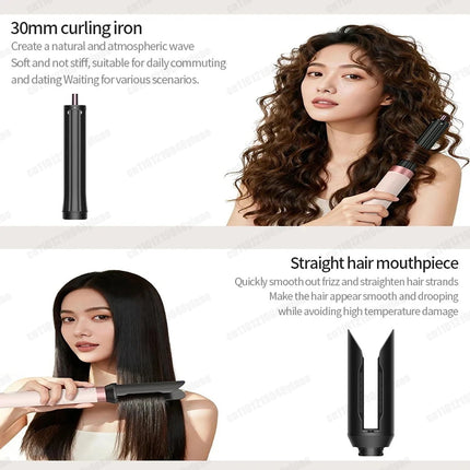 Hot Air Dryer Brush Multil Hair Styler Hair Dryer 30/40mm Auto Curling Barrels and Hair Strightenting Nozzle Hot Air Brush Wrap
