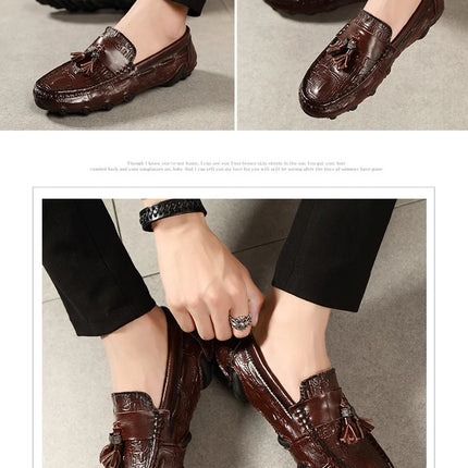 Mocassini da uomo di marca di lusso 2023 scarpe Casual in vera pelle mocassini con motivo a coccodrillo scarpe da uomo Plus Size 38-47 scarpe da guida