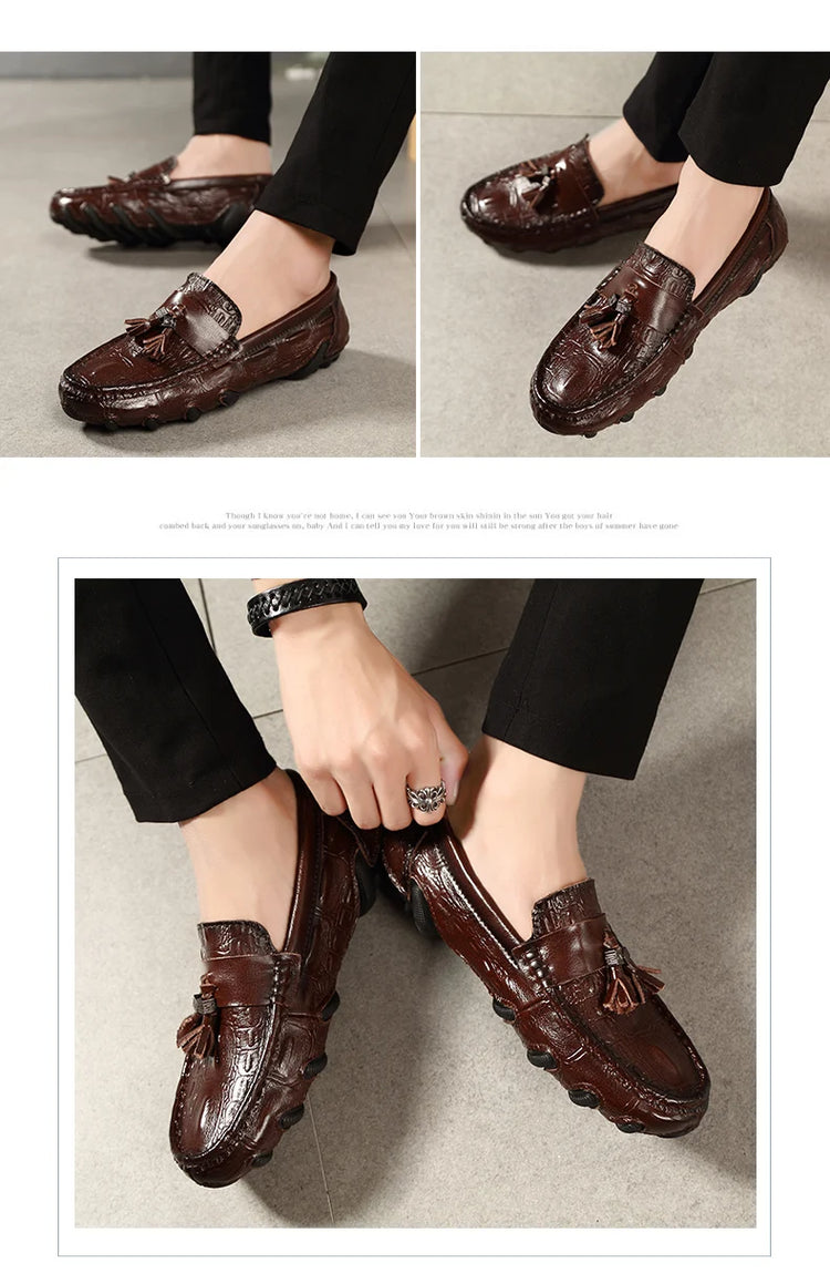 Mocassini da uomo di marca di lusso 2023 scarpe Casual in vera pelle mocassini con motivo a coccodrillo scarpe da uomo Plus Size 38-47 scarpe da guida