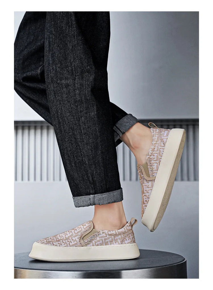 2025 Autumn New Fashion Shallow Mouth Casual Canvas Shoes for Men Breathable Comfortable Niche Design Versatile Chunky Sneakers