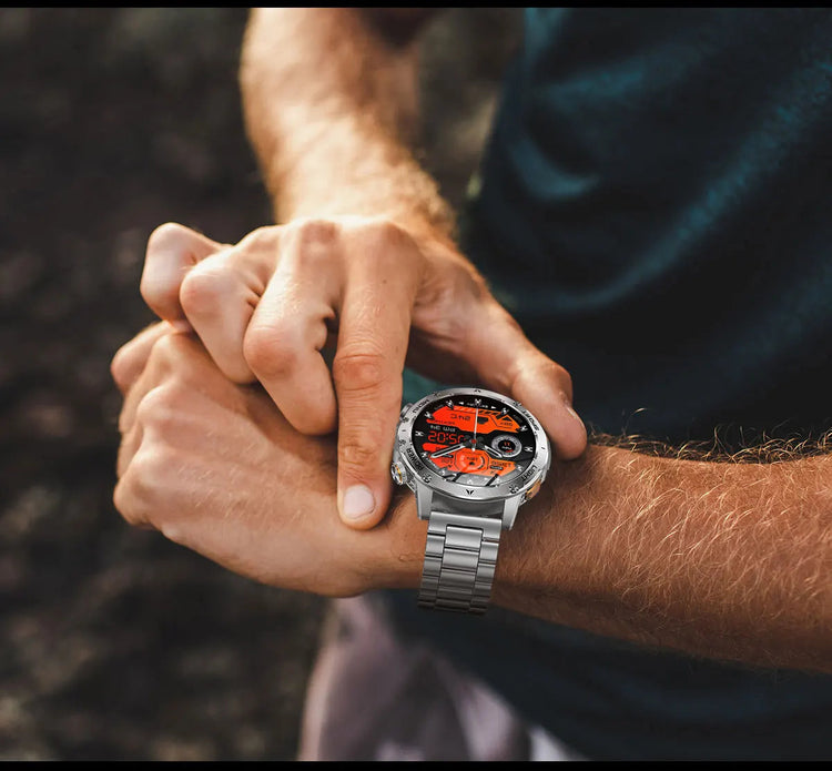 2025 Uomini Schermo AMOLED da 1,7 pollici Astuto Della Vigilanza 1000mAh Batteria Frequenza Cardiaca Chiamata Bluetooth NFC GPS Tracker Sport Fitness Orologi Nuovo platinumshop