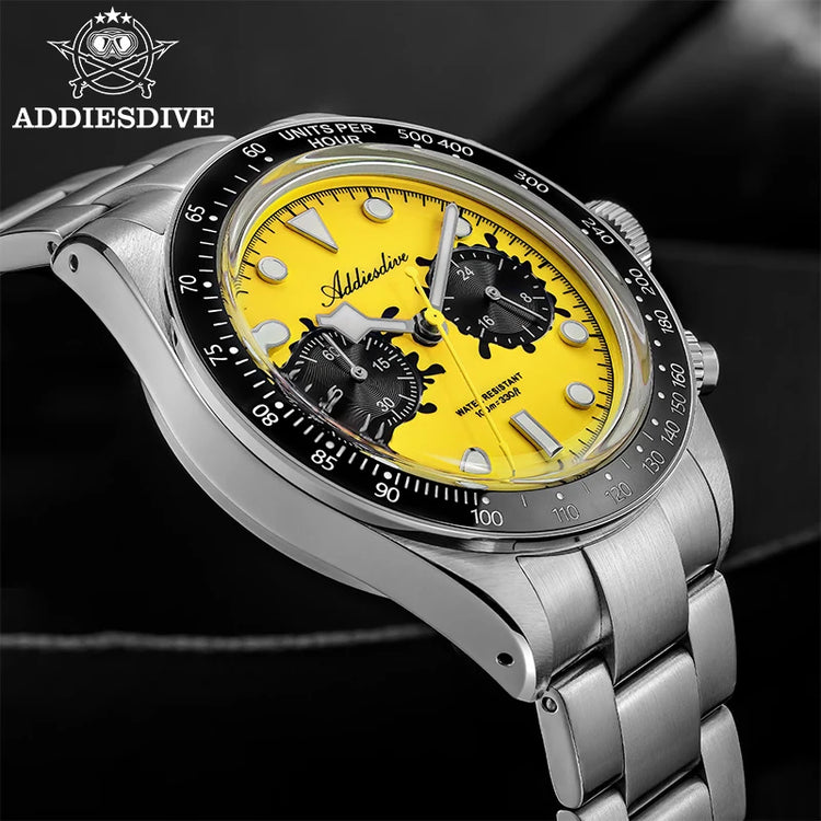 ADDIESDIVE 2026 New Luxury Quartz Watch K1 Bubble Mirror Glass100M Waterproof Ceramic Bezel Super Luminous Stainless Steel Watch