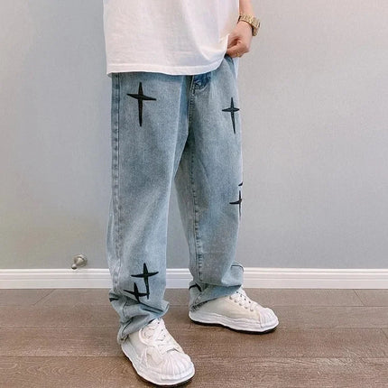 Jeans Men Wide Leg Cargo Pants Streetwear Baggy Men Korean Fashion Loose Straight Male Clothing Y2K Hip Hop Style Male Trousers PlatiNum