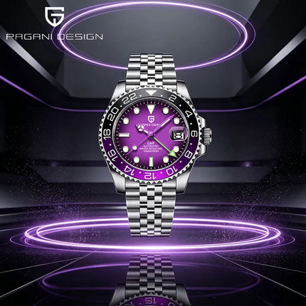 PAGANI DESIGN New GMT Men Watch Top Brand 40mm Mechanical Watch Sapphire Glass 100M Waterproof Automatic Wristwatch Reloj Hombre
