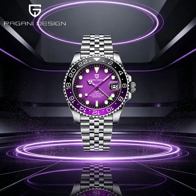 PAGANI DESIGN New GMT Men Watch Top Brand 40mm Mechanical Watch Sapphire Glass 100M Waterproof Automatic Wristwatch Reloj Hombre