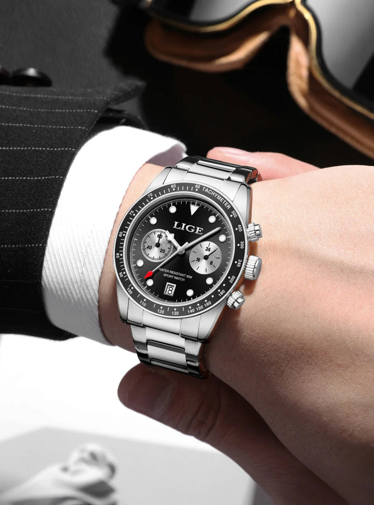 LIGE Nuovi orologi da uomo Orologi da polso al quarzo da uomo di lusso delle migliori marche Cronografo sportivo impermeabile e luminoso Relogio Masculino+BOX platinumshop