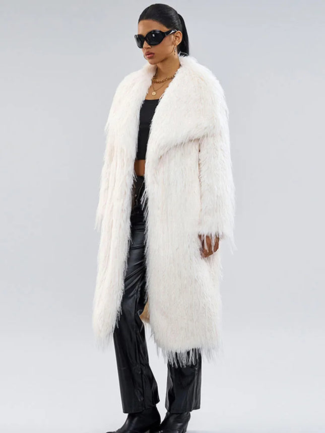 ZADORIN Luxury Designer Tassels Long Black Faux Fur Coat Woman Clothing Winter Big Lapel Fluffy Warm Faux Fur Jacket Outerwears