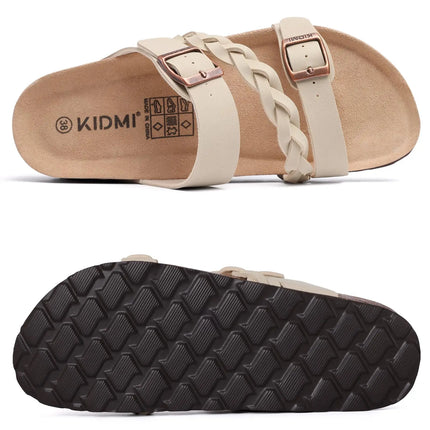 Crestar Sandali con pedana in sughero da donna Sandali scorrevoli slip-on con fibbia alla moda da donna Nuove pantofole comode estive con supporto per l'arco plantare