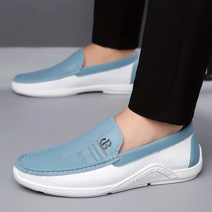 Mocassini Casual da Uomo alla Moda, Comodi e Morbidi, Scarpe Slip-On Trendy Antiscivolo in Pelle per Uso Quotidiano - 6601