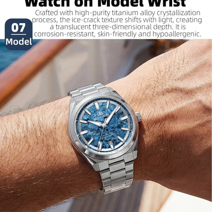 AddiesKIN K006 Men Watch BGW9 Luminous 20Bar Waterproof Ice Crystal Titanium Dial Sapphire Glass 9015 Mechanical Automatic Watch