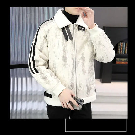 2024 Winter Woolen Motorcycle Jacket Men Thickened Velvet Casual Business Wool Blends Coat Hip Hop Social Streetwear Overcoat